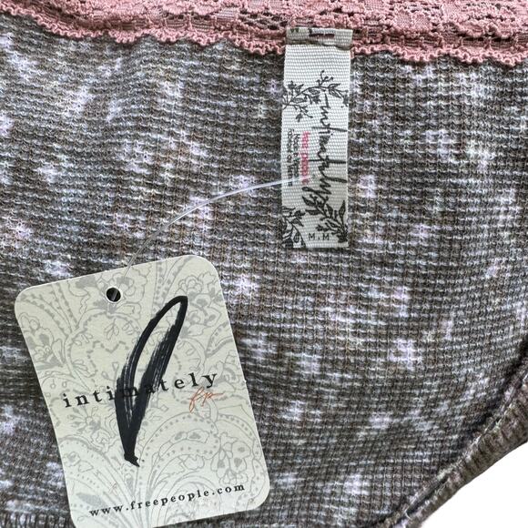 New Intimately Free People Sugar Dreams Earth Combo Floral Thermal Knit Bodysuit - Picture 5 of 5